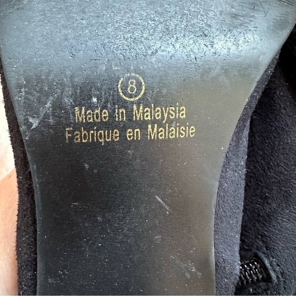 Premiere Collection Y2K Black Pointed Toe Faux Suede Ankle Boots Booties -Size 8 - Picture 6 of 12